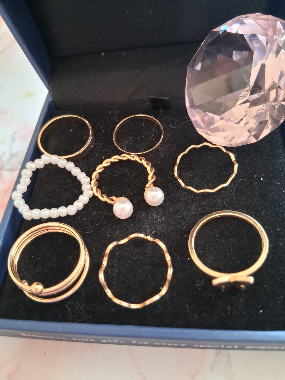 Source Unknown Gold Pearl Accent Women's Ring Set